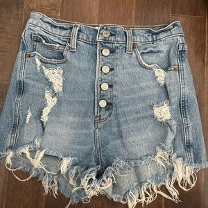 Abercrombie & Fitch Distressed Ultra High Rise Mom Shorts